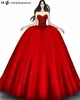 Abiti da ballo sexy con corsetto rosso Moda con scollo a V Paillettes Perline Applique Abito da ballo Abito da sera Glamorous Fluffy Lace-Up Quinceanera Dress