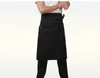 Chefs Serveurs Cuisine Tabliers de Cuisine Chef Homme Noir Unisexe Demi Long Bistro Tablier avec Poche Latérale Unique312b