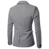 Nibesser casual xadrez impressão masculino blazer moda manga longa vestido de casamento casaco outono branco negócio social masculino blazer jacket344r