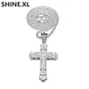 Men Gold Cross Pendant Necklace with Stainless Steel Cuban Chain Hip Hop Iced Out Rhinestone Bling Party Jewelry221W