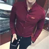 2018 Uomo Moda Primavera Autunno Camicie Manica lunga Solid Casual Nero Bianco Slim Fit Abbigliamento Moda Colore Camicia senza colletto