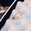 New design luxury rose gold ladies ring exquisite personality letter V inlaid zircon temperament female ring Valentine gift jewelry