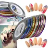 Autocollants à ongles 30rolls / pack Couleurs mixtes multiples rouleaux ruban adhésif ligne art décorations autocollants diy conseils