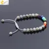 Pulseira de Labradorita de Espectrolite CSJA para homens 7 Chakra Healing Jóias 8mm de pedra natural redonda Bolsa de charme ajustável 3923810