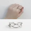 Srebrne srebrne 925 Pierścienie minimalistyczne dla kobiet skrzyżowane przewody tkane otwierane regulowane pierścień drobne akcesoria biżuteria ymr108