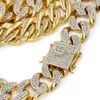 Luxury Mens Iced Out Cubic Zirconia CZ 18K Gold Finish Miami Cuban Link Chain Necklace 20inch 24inch 30inch Heavy Chain Top Qualit2168465