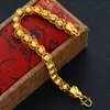 Solid Beaded Lantern Bracelet Yellow Gold Filled Punk Mens 7.87" Wrist Chain High PolishedLink Link