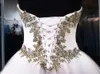 فساتين Quinceanera 2020 متواضعة حلوة 16 كرة ثوب الذهب الدانتيل حبات حفلة موسيقية أبيض Tulle Lace Up Birthday Party Vestidos de 153941579