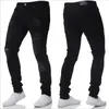 Erkekler Skinny Jeans Sıradan Biker Kot Kot Dizleri Delikler Hiphop Pantolon Yıkanmış İnce Pencel Denim Bleached