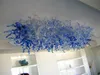 Lampadario moderno a LED in cristallo blu con luce a soffitto, forma rettangolare, soggiorno, decorazione artistica, lampada da soffitto alta in vetro soffiato a mano