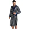 Mens Silk Satin Pyjamas Pajama Pajamas PJS Sleepwear Robe Robes Nightgown Robes S M L XL 2XL 3XL plus beige blå randig