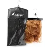 Bella Portable Hair Weaves Hanger y Bolsa de caja a prueba de polvo para extensiones de cabello Extensiones Almacenamiento Blanco Color negro