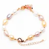Natural freshwater pearl beaded bracelet 12pcs oval pearl 6-8mm surprise gift for family