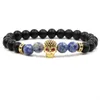 8 opzioni 10MM zircone teschio nero pietra lavica perline olio essenziale diffusore braccialetto equilibrio yoga gioielli Pulseira Feminina Buddha