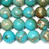 Pierre naturelle de 8mm 15 pouces, sédiments de mer bleu lac, Turquoises, jaspe impérial, perles rondes en vrac, taille au choix 4 6 8 10 12MM