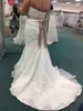 Trägerloses Original-Meerjungfrau-Hochzeitskleid mit vollständiger Spitze und Champagnerschärpe, handgemachtes Blumen-Brautkleid in Übergröße im Schiff