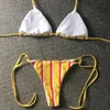 2018 Moda Sıcak Satış Bikini Set Mayo Kadınlar Seksi Mayo Push Up Yüzmek Bikini Çizgili Kayış Yaz Mayo