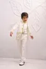 Mandarin Lapel Embroidery Black Boy Formal Wear High Quality Boy Wedding Blazer Handsome Child Birthday Prom Show Suit (jacket+pants ) 60