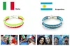 2018 Russie Coupe du monde drapeau couleurs bracelet en cuir hommes femmes corde tressée bracelets bijoux pour hommes 8 "20cm
