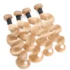 Dziewiczy Brazylijski Human Hair Honey Blonde Weaves Extensions 4 SZTUK Ciała Fala Falisty Włosy Wefts # 27 Truskawka Blondynka Dziewiczy Ludzki Wiązki Włosów