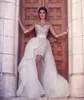 Mhamad mais novo vestido de noiva com bainha de renda pura pescoço mangas compridas ilusão sem costas vestido de noiva com cauda destacável