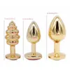 Toys DOMI 3pcs Golden Stainless Steel Anal Plug Metal Dildo Anal Beads Butt Plugs Sex Toy Y18110106