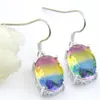 Luckyshine Mix Color 4 pcs/lot 925 sterling silver small and exquisite Rainbow BI-COLORED Tourmaline Gemstone Silver Dangle Earrings Jewelry