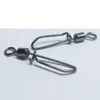 200pcslot swivels de pesca inoxidável Snap água doce Rolamento de água salgada giratória com TShape Snap Redução rápida Pesca de porcaria Con9592242