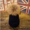 Autumn Winter Fur Ball Beanie European and USA Style Women039s zagęszczone dzianinowe czapki klasyczne duże futrzane wełniane wełniane Hats2487294