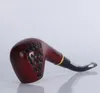 Kırmızı Sandal Ağaç Ahşap Oyma Boru ve Metal Halka Filtresi Sigara Tutucu Bağlantıları Masif Ahşap Eski Boru