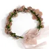 Bröllop Headpiece Kvinnor Fairy Crown Flower Hairband Boho Floral Headdress Brud bröllopshuvudband