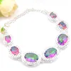 luckyshine fashion seller 925 sterling silver round mystic topaz gemstone bracelets bangle hand catenary h535