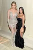 イブニングドレス2018 YouSef Aljasmi Kim Kardashian Long Sleeve透明クリスタル鉛筆ドレスアルモダジアンニナザルZuhleair Murad Ziadnakad