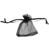 100 stks / partij Zwart Organza Sieraden Tassen Bruiloft Xmas Gift Tassen 7 * 9cm Sieraden Bags Zwart