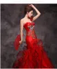Red Women Chinese Wedding Vestido Female Sexy Long Qipao fishtail moderno Cheongsam fashion una spalla Women party dress