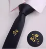 Mode Mens Classical Cartoon Animal Bee Butterfly Beard Broom Skinny Polyester Neck Bands broderi Black Casual Tie2974