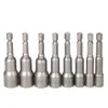 Freeshipping 8 Adet / grup 6-13mm Pnömatik Güçlü Güç Manyetik Somun Sürücü Matkap Uçları Seti 65mm 1/4 "Hex Shank Metrik Soket Anahtarı Vida