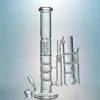 Tube droit clair Bongs en verre Triple peigne Percolateur Huile Dab Rigs Cage à oiseaux Perc Bong Conduites d'eau 18mm Joint Avec Bol