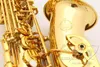 Suzuki A901 Eletroforese profissional Gold Alto Saxofone EB Sax Tendões Duplos Top Instrumentos de música para teste iniciantes