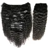 Afro Kinky Krullend Haarbundels 7 stks Maagdelijke Braziliaanse Krullende Menselijke Haar Clip in Weefs Bundels Natuur Goedkope Haarverlenging
