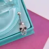 316L Acero quirúrgico Enchanted Crown Skull Navel Ring Claro Rhinestone Crystal Navel Bars / Belly Button Ring