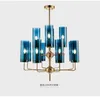 pendant lights glass Postmodern living room chandelier light luxury bedroom lamp creative personality restaurant chandelier blue glass lamps