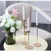 Creative Tulip Design Taper Candle Holder mässing Guld Metal Candlestick Stand Wedding Dinning Table Decorative Centerpieces
