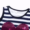 Baby girls tassel stripe dress Children Heart-shaped Sequins princess dresses 2018 new Boutique Kids Clothing C3588
