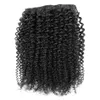 Mongolian kinky curly hair clip in 7pcs/Set clip in human hair extensions Natural Hair Clip Ins 4b 4c