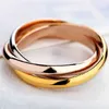 Giallo oro rosa argento colori 3 cerchi anello da dito per donna uomo gioielli da sposa acciaio inossidabile 316L alto lucido1584290