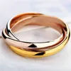 Yellow Rose Gold Silver Colors 3 Circles Finger Ring for Woman Man Wedding Jewelry 316L Stainless Steel High Polished