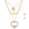 Prinzessin Braut Brautjungfer Romantische Hochzeit Kreative Halskette Ohrring Set Mode Luxus Kristall Charme Vergoldet Silber Herz Zubehör