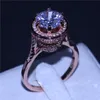 Joias artesanais moda feminina ouro rosa preenchido 3ct diamonique cz anel de noivado para mulheres