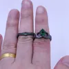 Novo claddagh anel de pedra de aniversário, conjunto de anéis de aliança de casamento para mulheres, verde 5a, zircônia cz, preto, dourado, feminino, festa, anel 250w